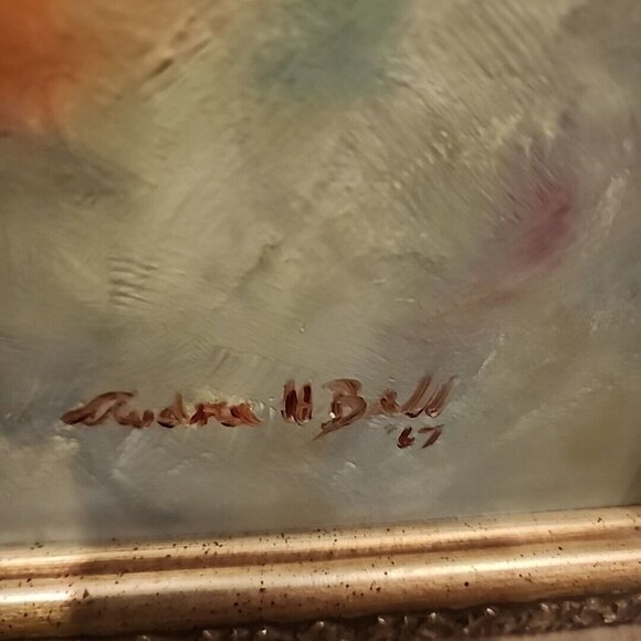 Unknown Painter Portrait Red Headed Girl Green Eyes Oil Painting 1967 Framed - Picture 2 of 9